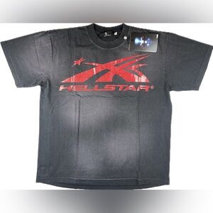 Hellstar Gel‎ Sport Logo T-Shirt 'Black/Red' Distressed NWT Size S